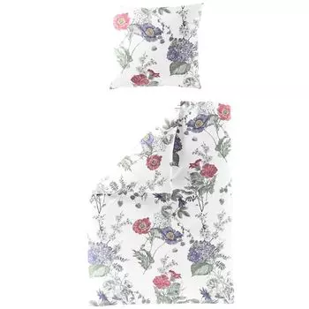 Постельное белье Beer Tree Seersucker 4074-20 Flowers Красный Синий Серый 135x200 Bierbaum