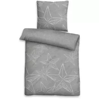 Постельное белье «Биберна» Александр в размерах. 135х200 или 155х220 см", фланель уютная и теплая зимой, постельное белье со звездами, новогоднее Biberna, цвет sturmgrau