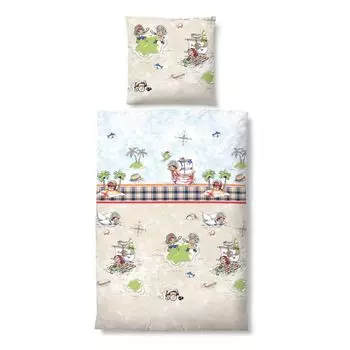 Постельное белье Biberna Linon детское Пират 44881-547 комплект 100% хлопок, ВЫБОР РАЗМЕРА: 100х135 см + 40х60 см