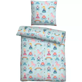 Постельное белье Biberna «Маленькая принцесса», комфортно теплое + мягкое, простое в уходе, изготовлено из 100% хлопка, на молнии, цвет ciel