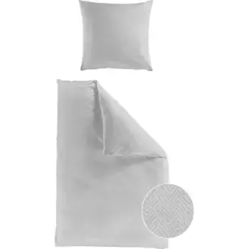 Постельное белье BIERBAUM "Senci из атласа и фланели Mako, качество 100% хлопок, постельное белье и наволочки на молнии, зимнее и летнее постельное белье, можно использовать круглый год", (2 шт.), легко в уходе, серебряный