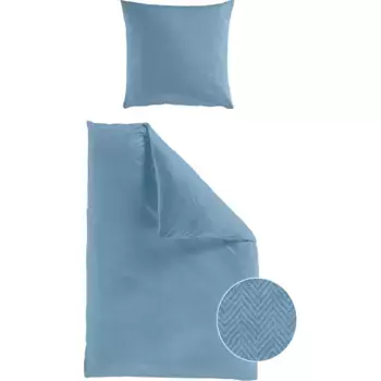 Постельное белье BIERBAUM «Senci размером 135х200 или 155х220 см», однотонное, с мелким узором «елочка», легкое в уходе, 100% хлопок, цвет jeansblau