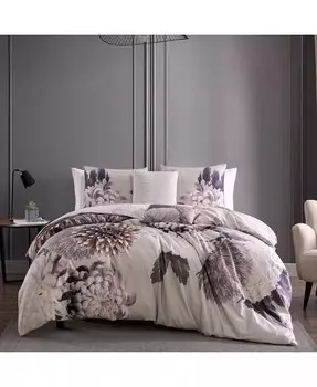 Постельное белье Bloom Purple плотностью 200 нитей, 100% хлопок, сатин, комплект из 5 двусторонних одеял King Bebejan, фиолетовый