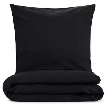 Постельное белье Blumtal Basic 140x200 см и наволочка 40x80 см - пододеяльники из дышащей микрофибры, супермягкий комплект пододеяльников, сертификат Oeko-Tex, 2 предмета - черный