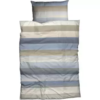 Постельное белье CASATEX «Nevio», широкая полоска, акварельные цвета, стильный дизайн, синий/бежевый