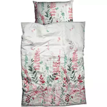 Постельное белье CASATEX «Рената», игривый дизайн, маленькая бабочка, улетающие цветы, розовый/зеленый