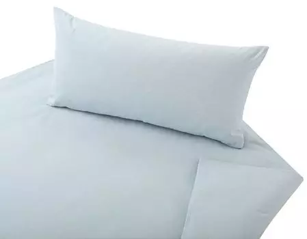 Постельное белье Cotonea из органического шамбре, однотонное, нюанс цвета, светло-синий SI110, размер 155x220 + 40x80 см