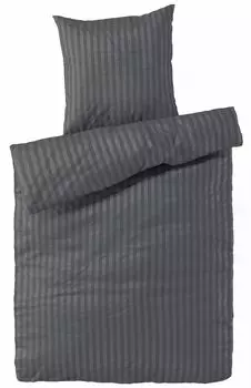 Постельное белье дамасское 135х200 антрацит в полоску, пододеяльник 135х200 в полоску 100% хлопок Carpe Sonno