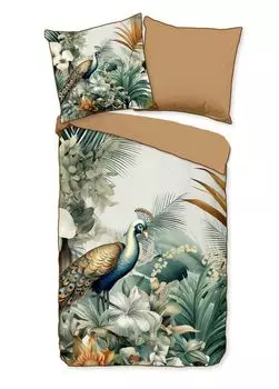 Постельное белье Descanso "Дана" с листьями и птицами - Мульти - 200Х200 - 100% хлопок/сатин Muller Textil