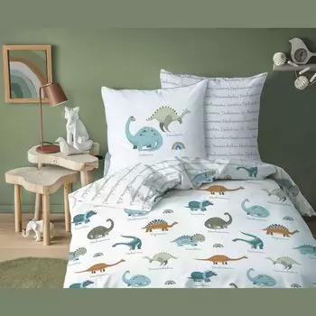 Постельное белье Динозавр Dino Animals 135х200 + 80х80 см, 100% хлопок, Renforc, 2-х предметное постельное белье для мальчиков и девочек termana Traum&Trend