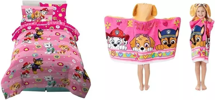 Постельное белье для девочек Franco Paw Patrol, супермягкое одеяло, комплект простыней и полотенце с капюшоном для двуспальной кровати
