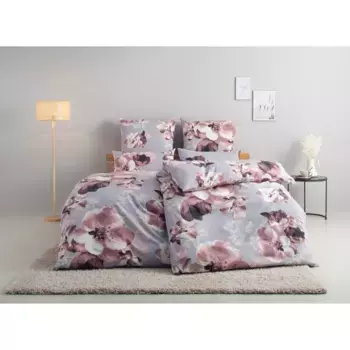 Постельное белье для дома «MELINA», цветочное постельное белье на молнии, размер. 135х200см Home Affaire, серый