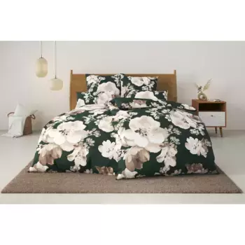 Постельное белье для дома «MELINA», цветочное постельное белье на молнии, размер. 135х200см Home Affaire, темно-зеленый