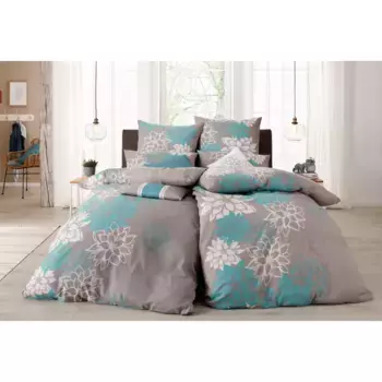 Постельное белье для дома «Сьюзен в размере. 135x200 или 155x220 см", в разном качестве, романтическое постельное белье с цветами Home Affaire, бирюзовый/серый