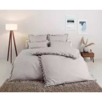 Постельное белье для дома» Виолетта в размерах. 135х200 или 155х220 см", постельное белье из хлопка, романтическое постельное белье с воланами Home Affaire, серый