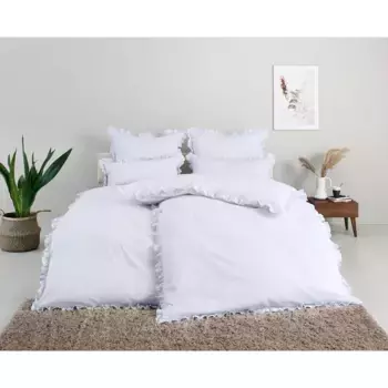 Постельное белье для дома «Violetta», (2 шт.), дышащее, мягкое, плотность поверхности 115 г/м, изготовлено из 100% хлопка, на подкладке - хлопок производства Африки, постельное белье и наволочки на молнии, качество Renforcee Home Affaire, белый