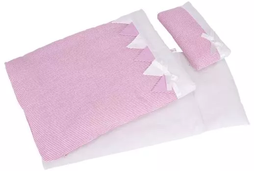 Постельное белье для куклы Гоки в розовую полоску Goki