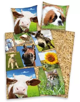 Постельное белье для сельскохозяйственных животных собака кошка лошадь 80х80 + 135х200см хлопок на молнии Herding