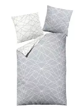 Постельное белье Dormisette Beaver, 4 предмета, серый серебристый 65101-08 | Комплект постельного белья из 100% хлопка | 4 предмета: 2 двусторонних постельного белья 135х200 см и 2 подушки 80х80 см | Геометрический узор Wlfing