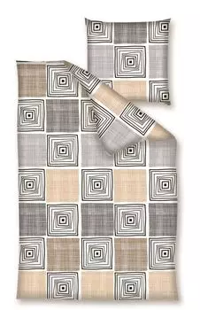 Постельное белье Dream Castle Renforce - бежево-серый в клетку 135 х 200 см коричневый светло-коричневый серый в клетку Traumschloss