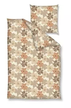 Постельное белье Dream Castle Renforce - цветы, коричнево-бежевый 135 х 200 см цветы бежевый, коричневый Traumschloss
