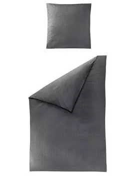 Постельное белье Dream Castle Seersucker - 3000-18 - однотонное, темно-серое 200 х 200 см без железа, однотонное темно-серое Traumschloss