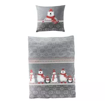 Постельное белье Dream Sleep Beaver Christmas Animals серое 135х200 см + 80х80 см Traumschlaf