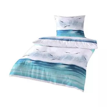 Постельное белье Dream Sleep из хлопчатобумажной ткани прибрежный бриз океан 240x220 см + 2x 80x80 см Traumschlaf