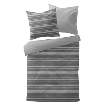 Постельное белье Dream Sleep меланж тонкий лен Konstanz 240x220 см + 2x 80x80 см антрацит-серый Traumschlaf