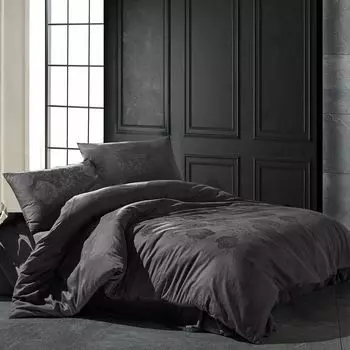 Постельное белье Dream Sleep премиум жаккардовый сатин Talia антрацит 240х220 см + 2х 80х80 см Traumschlaf