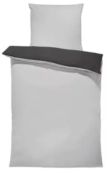 Постельное белье двустороннее однотонное, двусторонняя современная молния из микрофибры, цвет: серый/антрацит, размер: 4 шт. 155х220 см One-Home