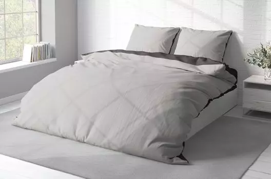 Постельное белье двустороннее однотонное, двусторонняя современная молния из микрофибры, цвет: серый/антрацит, размер: 3 шт. 200х220 см One-Home