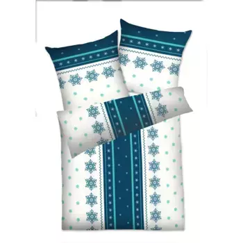Постельное белье Dyckhoff «Снежинка», из мягкой махры, серый/синий