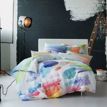 Постельное белье Estella Mako из сатина, пододеяльник из трех предметов 200 х 220 см, наволочка 80 х 80 см Impulse Splash 4713006 многоцветный