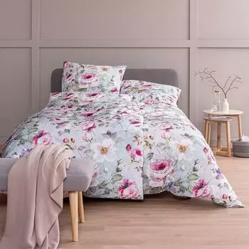 Постельное белье Estella Mako сатин, 3 предмета, пододеяльник 155 х 220 см, наволочка 80 х 80 см + 40 х 80 см, Belmira светло-голубой