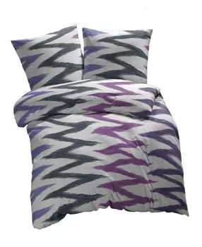 Постельное белье ETREA из микрофибры 140х200см + 70х90см - всесезонное постельное белье пододеяльник зигзаг - комплект постельного белья с подушкой 140х200см пододеяльник + 70х90см наволочка микрофибра - OEKOTEX сливовый Etrea Himmlische Quali...
