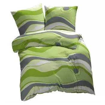 Постельное белье etrea из сирсакера из микрофибры New Alto Stripes зеленый 155x220 см + 80x80 см Etrea Himmlische Qualitt