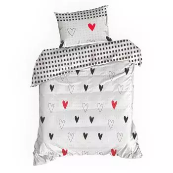 Постельное белье Eurofirany детское белое черное хлопок 200 см х 140 см декор, белый