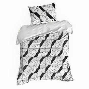 Постельное белье Eurofirany, наволочка, пододеяльник 140x200см, бежевый, черный, абстрактный комплект из 2 предметов