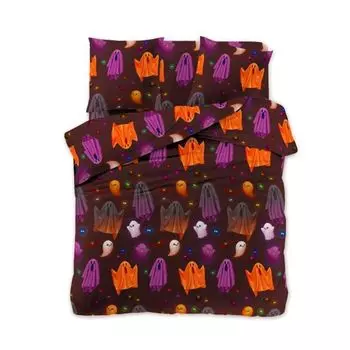Постельное белье FEBE Комплект пододеяльников с призраками Хэллоуина 135х200 + наволочки, 2 шт., на молнии