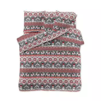 Постельное белье FEBE Комплект пододеяльников с рождественскими мотивами 135x200 + наволочка из 2 частей на молнии