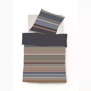 Постельное белье Fleuresse Black Premium из швейцарского сатина Kanata коричнево-синий 155х220 см + 80х80 см