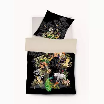 Постельное белье Fleuresse Interlook трикотаж 155x220 двустороннее джунгли черный 074395-1