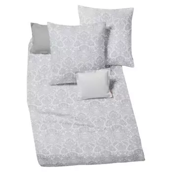 Постельное белье Fleuresse Mako из дамасской ткани Цюрих, с эффектом пряжи меланж серебро 155 x 220 см