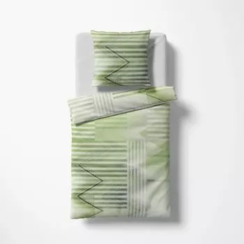Постельное белье Fleuresse Mako сатин Кровать Art S Bundaberg зеленый 200х220 см + 2х 80х80 см