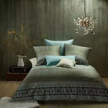 Постельное белье Fleuresse Mako сатин 200х200 орнамент пейсли осень зеленый 114128-5