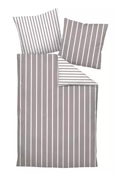 Постельное белье GENTANO Makosatin Janine, белый/серо-коричневый