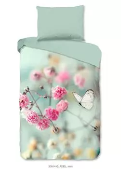 Постельное белье Good Morning "Адель" с цветами и бабочками - мята - 140 х 200 см - 100% хлопок Muller Textil