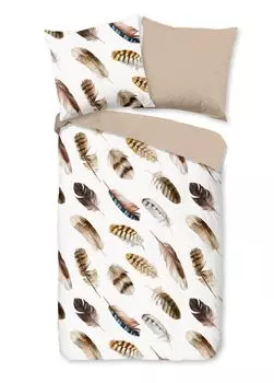 Постельное белье Good Morning "Федра" с перьями - песок - 155 х 220 см - 100% хлопок Muller Textil