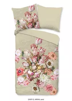 Постельное белье Good Morning "Миран" с цветами - песок - 155 х 220 см - 100% хлопок Muller Textil